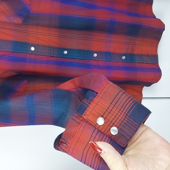 Levi's Plaid Vibrant Color Pearl Snap Pocket Buttondown Western Shirt Sz.XXL - Picture 5 of 10